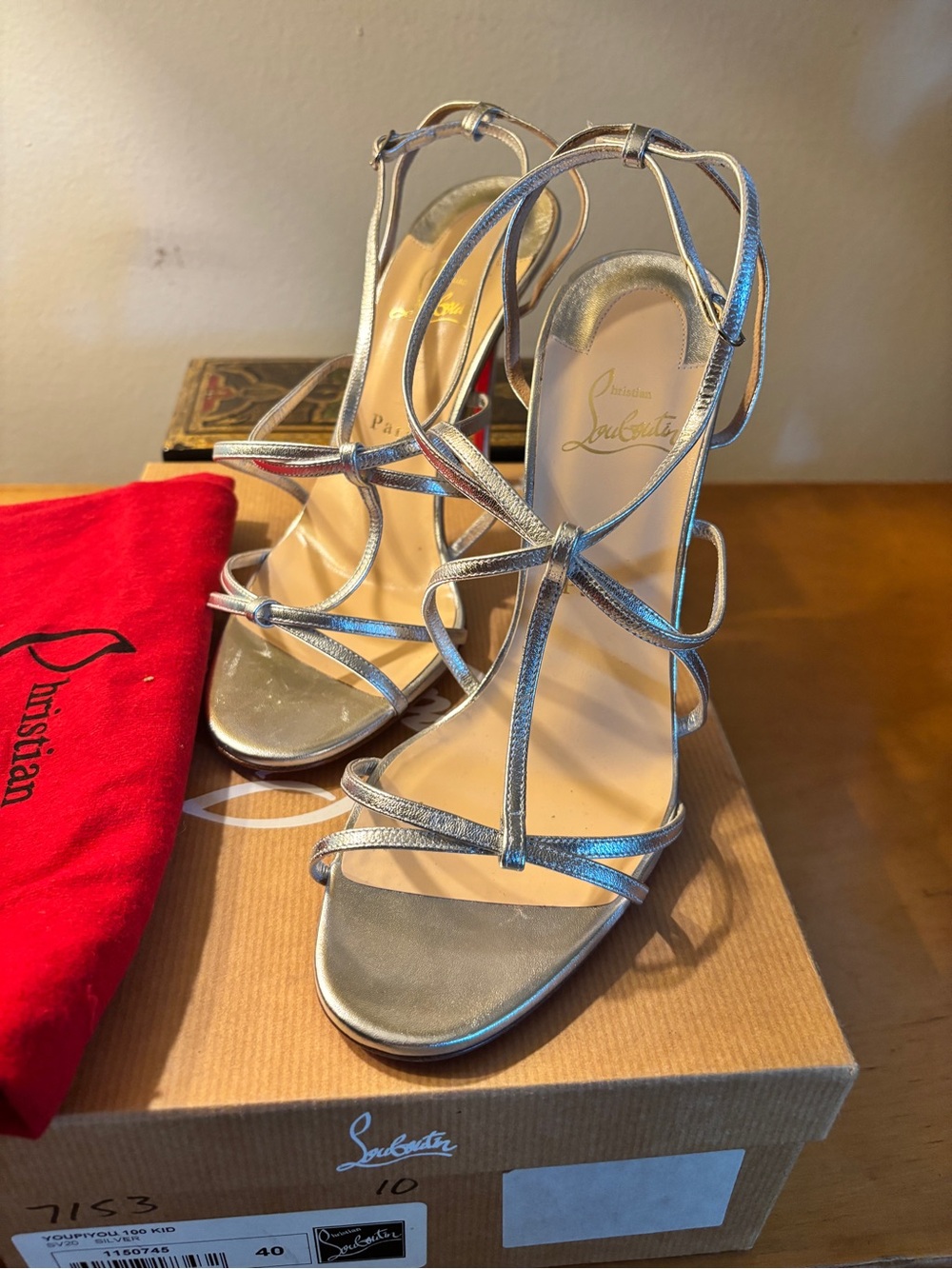 Christian Louboutin Silver Strappy Heels
